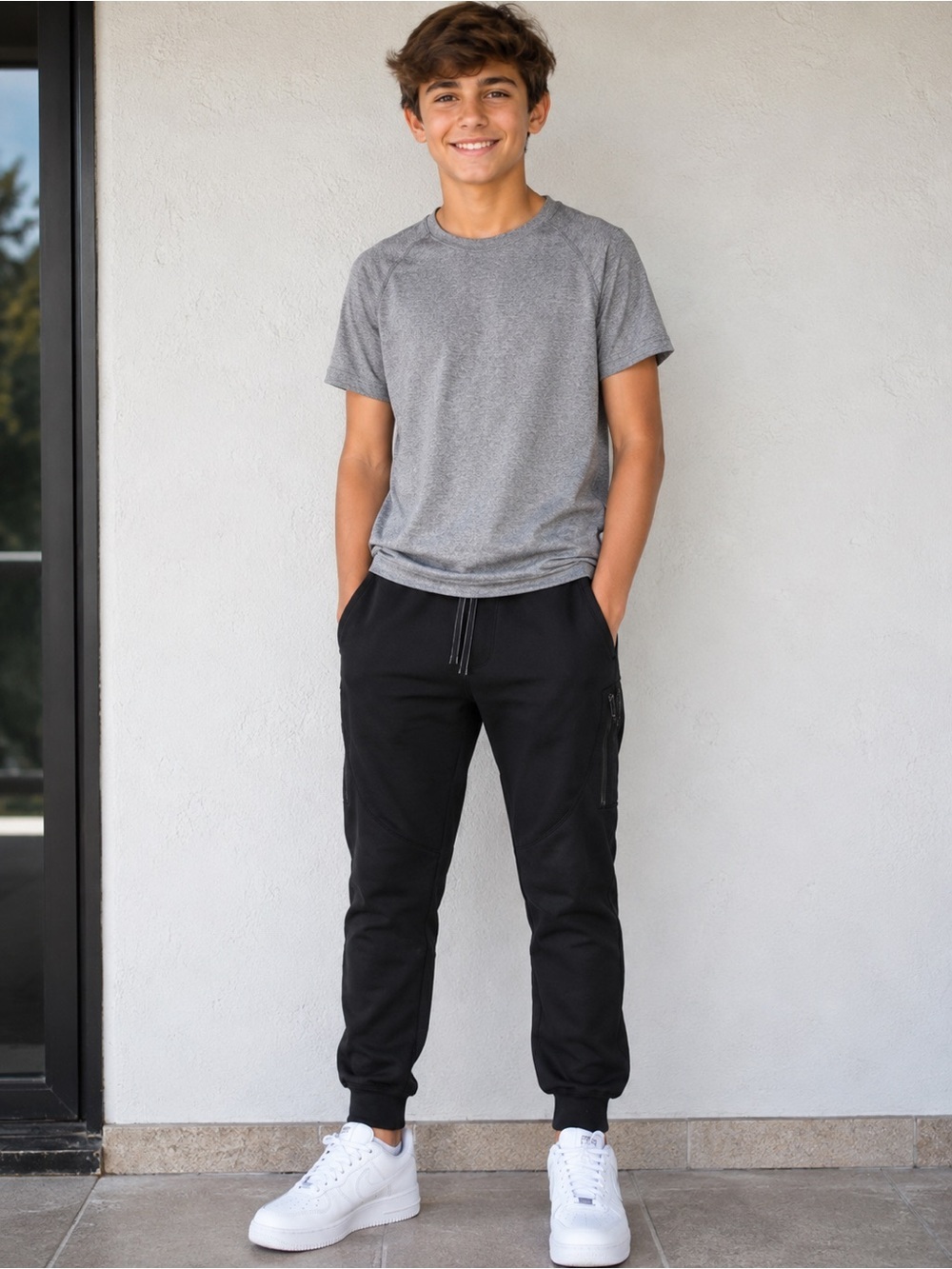 Athletic Works Black Kids Jogger Sweatpants with Drawstring